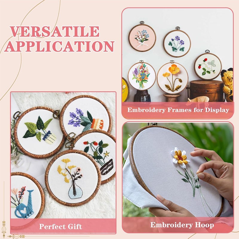 Cheloment 4Pcs Embroidery Frame for Dispaly 5inch to 10inch Cross Stitch Frame Set, Circle Embroidery Hoops Display Frame for Sewing and Wall Hang, Needlework, Embroidery Projects - Image 3